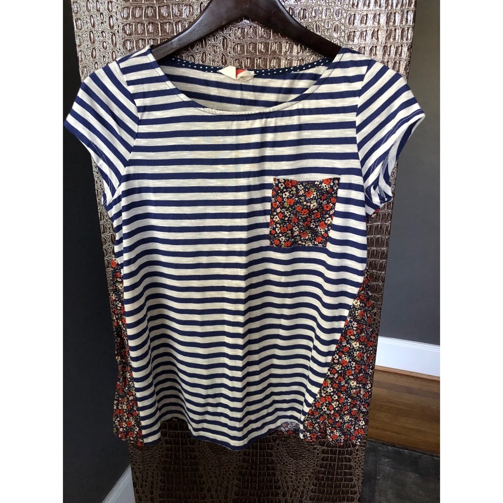 Anthropologie Floral/Striped T-Shirt